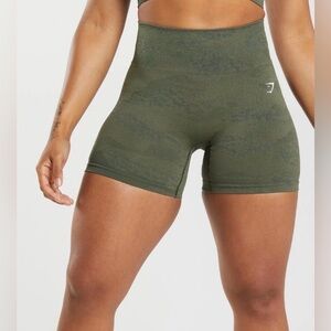 Gymshark Shorts Womens small Green Camo Seamless High Rise Biker Gym